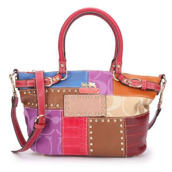 Coach Holiday Kelsey In Signature Medium Red Multi Satchels EBP Coach Holiday Kelsey In Signature Medium Red Multi Satchels EBP